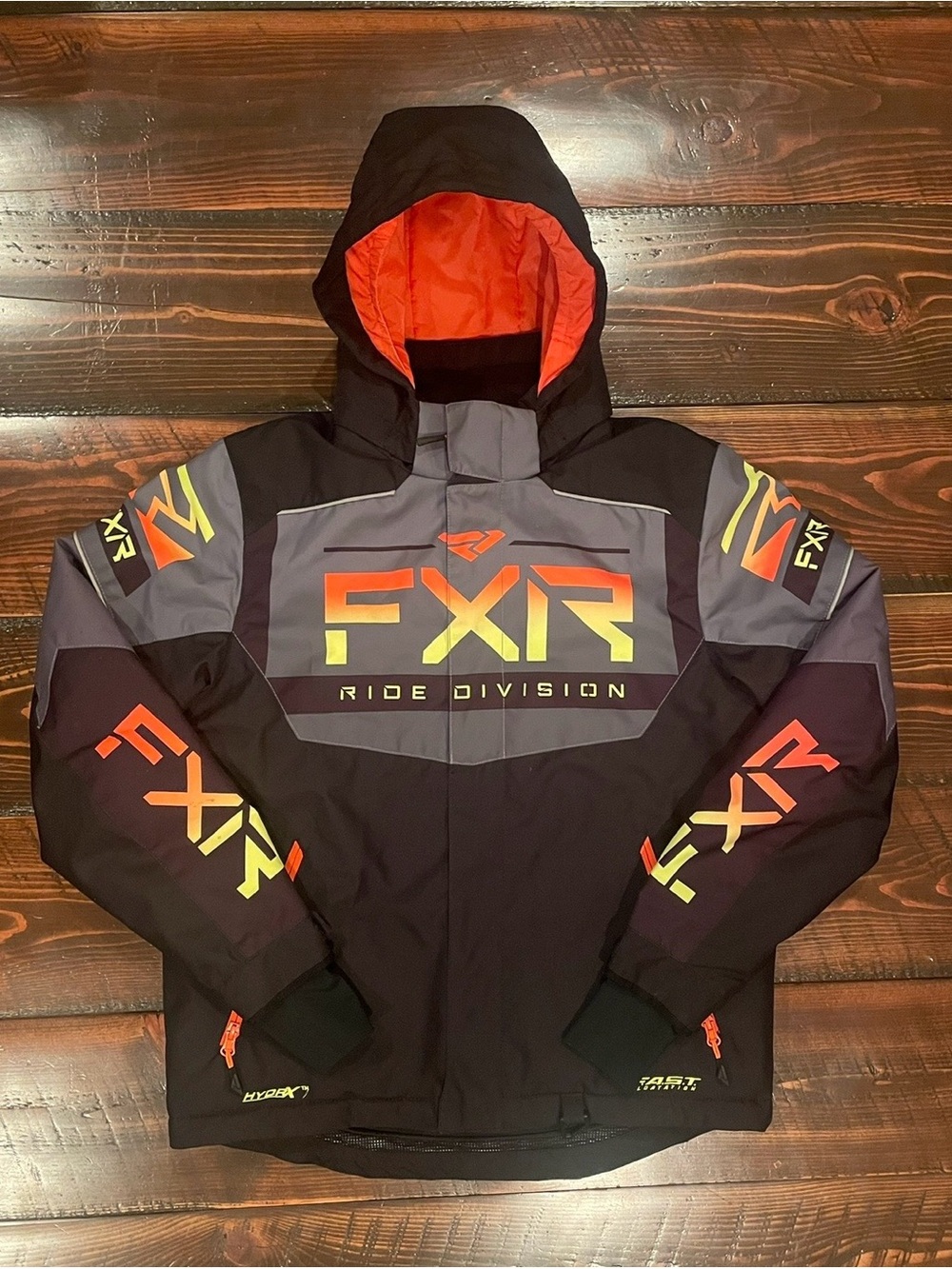 FXR Kids' Black & Gray Ski Jacket with Neon Orange Accents